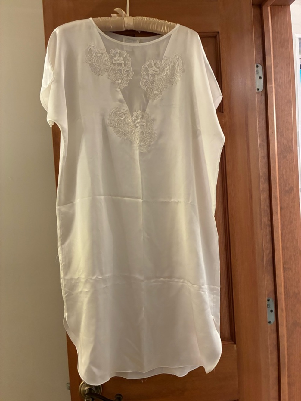 Fantasie White Satin Chemise with Lace Appliqué